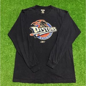 Y2K Detroit Pistons Reebok Graphic Long Sleeve T Shirt